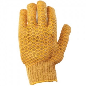 Glove – Poly/Cotton ProChoice Knitted Orange/Brown Lattice