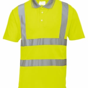 PRIME MOVER - Micromesh Polo - Short Sleeve - c/w Reflective Tape - COLOUR: YELLOW